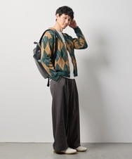 KHCKD07089 a.v.v MEN(アー・ヴェ・ヴェ) 【洗濯機で洗える】ポリモールアーガイルカーディガン グリーン