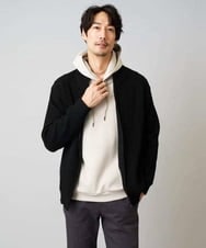 KHCLA13064 a.v.v MEN(アー・ヴェ・ヴェ) 【洗濯機で洗える】ポリエステルリブニットジップアップカーディガン ブラック