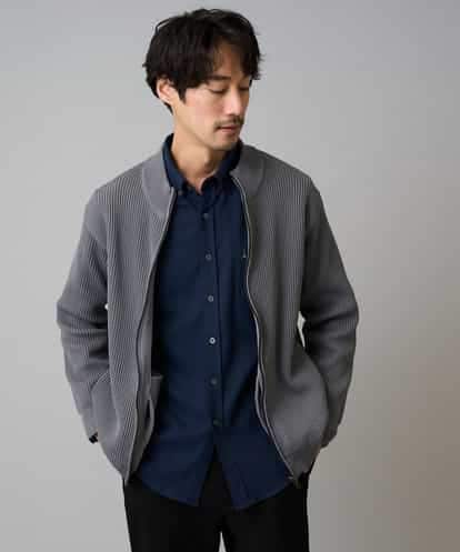 KHCLA13064 a.v.v MEN 【洗濯機で洗える】ポリエステルリブニットジップアップカーディガン