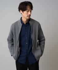 KHCLA13064 a.v.v MEN(アー・ヴェ・ヴェ) 【洗濯機で洗える】ポリエステルリブニットジップアップカーディガン グレー