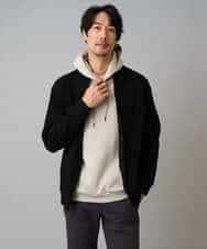 KHCLA13064 a.v.v MEN(アー・ヴェ・ヴェ) 【洗濯機で洗える】ポリエステルリブニットジップアップカーディガン ブラック