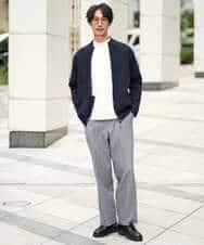 KHCLA13064 a.v.v MEN(アー・ヴェ・ヴェ) 【洗濯機で洗える】ポリエステルリブニットジップアップカーディガン ブラック