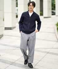 KHCLA13064 a.v.v MEN(アー・ヴェ・ヴェ) 【洗濯機で洗える】ポリエステルリブニットジップアップカーディガン ブラック