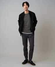 KHCLA13064 a.v.v MEN(アー・ヴェ・ヴェ) 【洗濯機で洗える】ポリエステルリブニットジップアップカーディガン ブラック