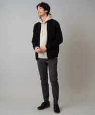 KHCLA13064 a.v.v MEN(アー・ヴェ・ヴェ) 【洗濯機で洗える】ポリエステルリブニットジップアップカーディガン ブラック