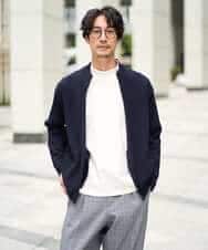 KHCLA13064 a.v.v MEN(アー・ヴェ・ヴェ) 【洗濯機で洗える】ポリエステルリブニットジップアップカーディガン ブラック