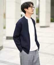 KHCLA13064 a.v.v MEN(アー・ヴェ・ヴェ) 【洗濯機で洗える】ポリエステルリブニットジップアップカーディガン ブラック