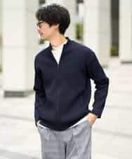 KHCLA13064 a.v.v MEN(アー・ヴェ・ヴェ) 【洗濯機で洗える】ポリエステルリブニットジップアップカーディガン ブラック