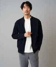 KHCLA13064 a.v.v MEN(アー・ヴェ・ヴェ) 【洗濯機で洗える】ポリエステルリブニットジップアップカーディガン ブラック