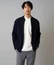 KHCLA13064 a.v.v MEN(アー・ヴェ・ヴェ) 【洗濯機で洗える】ポリエステルリブニットジップアップカーディガン ブラック