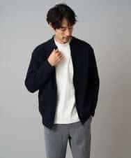 KHCLA13064 a.v.v MEN(アー・ヴェ・ヴェ) 【洗濯機で洗える】ポリエステルリブニットジップアップカーディガン ブラック