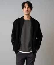 KHCLA13064 a.v.v MEN(アー・ヴェ・ヴェ) 【洗濯機で洗える】ポリエステルリブニットジップアップカーディガン ブラック