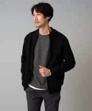 KHCLA13064 a.v.v MEN(アー・ヴェ・ヴェ) 【洗濯機で洗える】ポリエステルリブニットジップアップカーディガン ブラック
