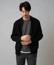 KHCLA13064 a.v.v MEN(アー・ヴェ・ヴェ) 【洗濯機で洗える】ポリエステルリブニットジップアップカーディガン ブラック