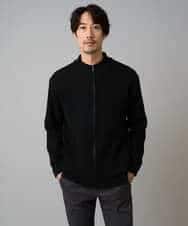 KHCLA13064 a.v.v MEN(アー・ヴェ・ヴェ) 【洗濯機で洗える】ポリエステルリブニットジップアップカーディガン ブラック