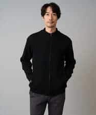 KHCLA13064 a.v.v MEN(アー・ヴェ・ヴェ) 【洗濯機で洗える】ポリエステルリブニットジップアップカーディガン ブラック
