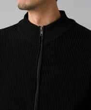 KHCLA13064 a.v.v MEN(アー・ヴェ・ヴェ) 【洗濯機で洗える】ポリエステルリブニットジップアップカーディガン ブラック