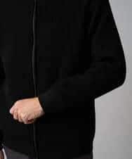 KHCLA13064 a.v.v MEN(アー・ヴェ・ヴェ) 【洗濯機で洗える】ポリエステルリブニットジップアップカーディガン ブラック