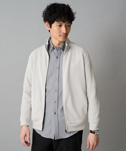 KHCLA14059 a.v.v MEN 【イージーケア/毛玉になりにくい】アゼダブルフェイススタンドカラーカーディガン【ストレッチ/洗濯機で洗える】