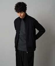 KHCLA14059 a.v.v MEN(アー・ヴェ・ヴェ) 【イージーケア/毛玉になりにくい】アゼダブルフェイススタンドカラーカーディガン【ストレッチ/洗濯機で洗える】 ブラック