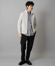 KHCLA14059 a.v.v MEN(アー・ヴェ・ヴェ) 【イージーケア/毛玉になりにくい】アゼダブルフェイススタンドカラーカーディガン【ストレッチ/洗濯機で洗える】 ブラック