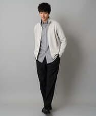 KHCLA14059 a.v.v MEN(アー・ヴェ・ヴェ) 【イージーケア/毛玉になりにくい】アゼダブルフェイススタンドカラーカーディガン【ストレッチ/洗濯機で洗える】 ブラック