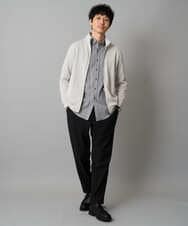 KHCLA14059 a.v.v MEN(アー・ヴェ・ヴェ) 【イージーケア/毛玉になりにくい】アゼダブルフェイススタンドカラーカーディガン【ストレッチ/洗濯機で洗える】 ブラック