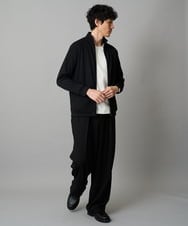 KHCLA14059 a.v.v MEN(アー・ヴェ・ヴェ) 【イージーケア/毛玉になりにくい】アゼダブルフェイススタンドカラーカーディガン【ストレッチ/洗濯機で洗える】 ブラック