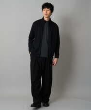 KHCLA14059 a.v.v MEN(アー・ヴェ・ヴェ) 【イージーケア/毛玉になりにくい】アゼダブルフェイススタンドカラーカーディガン【ストレッチ/洗濯機で洗える】 ブラック