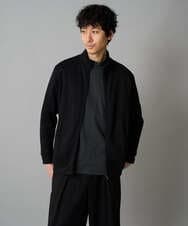 KHCLA14059 a.v.v MEN(アー・ヴェ・ヴェ) 【イージーケア/毛玉になりにくい】アゼダブルフェイススタンドカラーカーディガン【ストレッチ/洗濯機で洗える】 ブラック