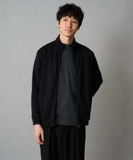 KHCLA14059 a.v.v MEN(アー・ヴェ・ヴェ) 【イージーケア/毛玉になりにくい】アゼダブルフェイススタンドカラーカーディガン【ストレッチ/洗濯機で洗える】 ブラック