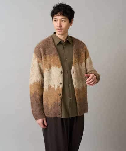 KHCLA25089 a.v.v MEN ボカシ柄起毛シャギーワイドカーディガン