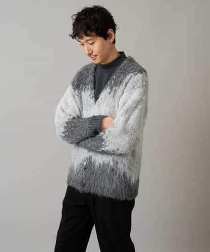 KHCLA25089 a.v.v MEN ボカシ柄起毛シャギーワイドカーディガン