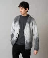 KHCLA25089 a.v.v MEN(アー・ヴェ・ヴェ) ボカシ柄起毛シャギーワイドカーディガン ダークグレー系