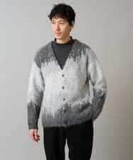KHCLA25089 a.v.v MEN(アー・ヴェ・ヴェ) ボカシ柄起毛シャギーワイドカーディガン ダークグレー系
