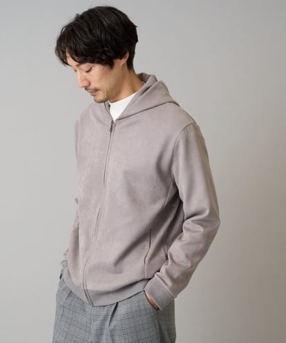 KHCLA47069 a.v.v MEN 【イージーケア/毛玉になりにくい】ツイルエンボスフェイクスエードジップパーカー【洗濯機で洗える】
