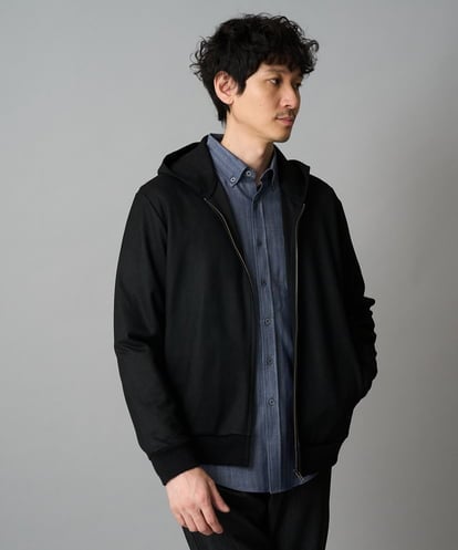KHCLA47069 a.v.v MEN 【イージーケア/毛玉になりにくい】ツイルエンボスフェイクスエードジップパーカー【洗濯機で洗える】