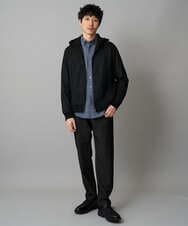 KHCLA47069 a.v.v MEN(アー・ヴェ・ヴェ) 【イージーケア/毛玉になりにくい】ツイルエンボスフェイクスエードジップパーカー【洗濯機で洗える】 ブラック