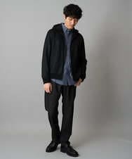 KHCLA47069 a.v.v MEN(アー・ヴェ・ヴェ) 【イージーケア/毛玉になりにくい】ツイルエンボスフェイクスエードジップパーカー【洗濯機で洗える】 ブラック
