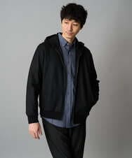 KHCLA47069 a.v.v MEN(アー・ヴェ・ヴェ) 【イージーケア/毛玉になりにくい】ツイルエンボスフェイクスエードジップパーカー【洗濯機で洗える】 ブラック