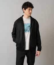 KHCLA47069 a.v.v MEN(アー・ヴェ・ヴェ) 【イージーケア/毛玉になりにくい】ツイルエンボスフェイクスエードジップパーカー【洗濯機で洗える】 ブラック