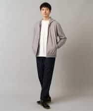 KHCLA47069 a.v.v MEN(アー・ヴェ・ヴェ) 【イージーケア/毛玉になりにくい】ツイルエンボスフェイクスエードジップパーカー【洗濯機で洗える】 ブラック