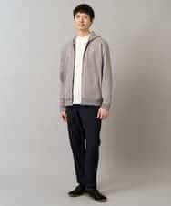 KHCLA47069 a.v.v MEN(アー・ヴェ・ヴェ) 【イージーケア/毛玉になりにくい】ツイルエンボスフェイクスエードジップパーカー【洗濯機で洗える】 ブラック