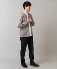 KHCLA47069 a.v.v MEN(アー・ヴェ・ヴェ) 【イージーケア/毛玉になりにくい】ツイルエンボスフェイクスエードジップパーカー【洗濯機で洗える】 ブラック