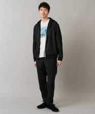 KHCLA47069 a.v.v MEN(アー・ヴェ・ヴェ) 【イージーケア/毛玉になりにくい】ツイルエンボスフェイクスエードジップパーカー【洗濯機で洗える】 ブラック