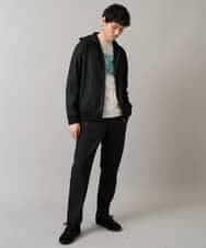 KHCLA47069 a.v.v MEN(アー・ヴェ・ヴェ) 【イージーケア/毛玉になりにくい】ツイルエンボスフェイクスエードジップパーカー【洗濯機で洗える】 ブラック