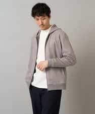 KHCLA47069 a.v.v MEN(アー・ヴェ・ヴェ) 【イージーケア/毛玉になりにくい】ツイルエンボスフェイクスエードジップパーカー【洗濯機で洗える】 ブラック