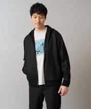 KHCLA47069 a.v.v MEN(アー・ヴェ・ヴェ) 【イージーケア/毛玉になりにくい】ツイルエンボスフェイクスエードジップパーカー【洗濯機で洗える】 ブラック