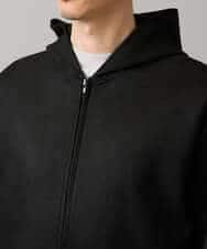 KHCLA47069 a.v.v MEN(アー・ヴェ・ヴェ) 【イージーケア/毛玉になりにくい】ツイルエンボスフェイクスエードジップパーカー【洗濯機で洗える】 ブラック