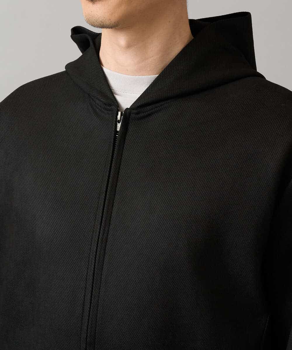 KHCLA47069 a.v.v MEN(アー・ヴェ・ヴェ) 【イージーケア/毛玉になりにくい】ツイルエンボスフェイクスエードジップパーカー【洗濯機で洗える】 ブラック